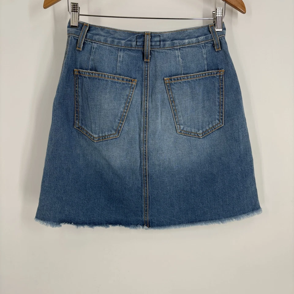 Current Elliott Skirt Womens 27 Blue The Naval Skirt Denim Button Front Pockets - Image 4 of 4
