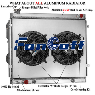4 Rows Aluminum Radiator Shroud Fan For 2000-2006 Toyota Tundra SR5 3.4L 4.0L V6
