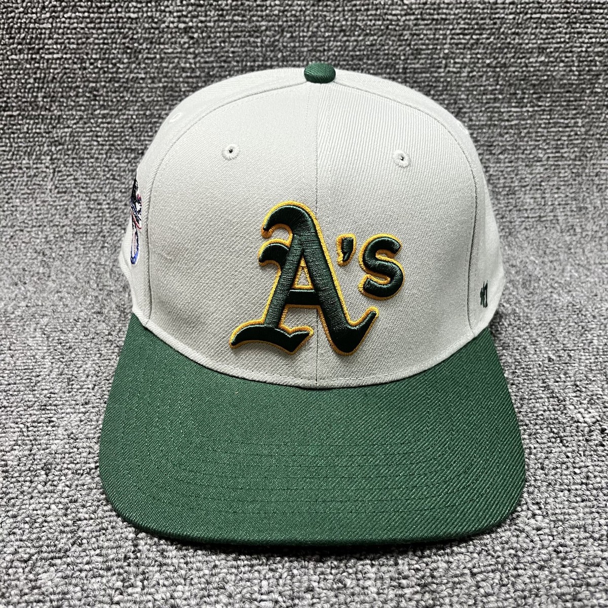 '47 Brand Oakland Athletics Snapback Hat Cream Green American League Patch