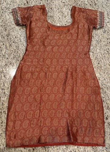 Womens Indian Clothing Beautiful Terracotta Beaded Kurta Pajama Shawl Size 0-2 - Picture 5 of 9