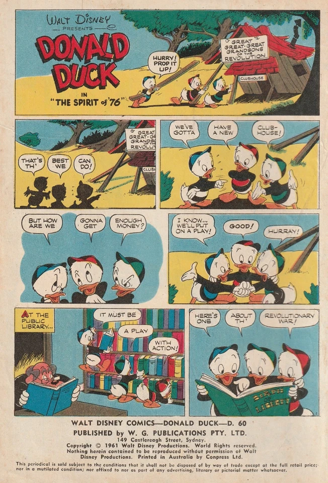 Australian Walt Disneys Comic Donald Duck D.60 - Wogan 1961 "The Spirit of 76" - Image 2 of 4