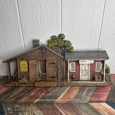 1970's Burwood Blacksmith Grain Shop Western Town Wall Plaque 24  Wide Plastic