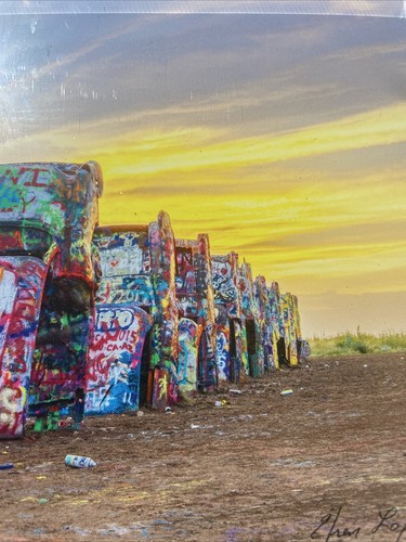 Cadillac Ranch - Rte. 66 in Amarillo, Texas - eingefasst in Acryl 8” x 12” - Bild 4 von 6