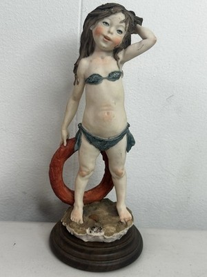 G.Armani Capodimonte Italy Bikiniis Girl Figurine with Wood Base 9''h