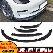 FrontSpoiler F&uuml;r Tesla Model 3 Limousine 2016-2021 Glanz Schwarz Stil Lip Spoile