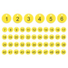50PCS Number Tags 1-50 Number Key Tags Plastic Numbered Tag Yellow-Black