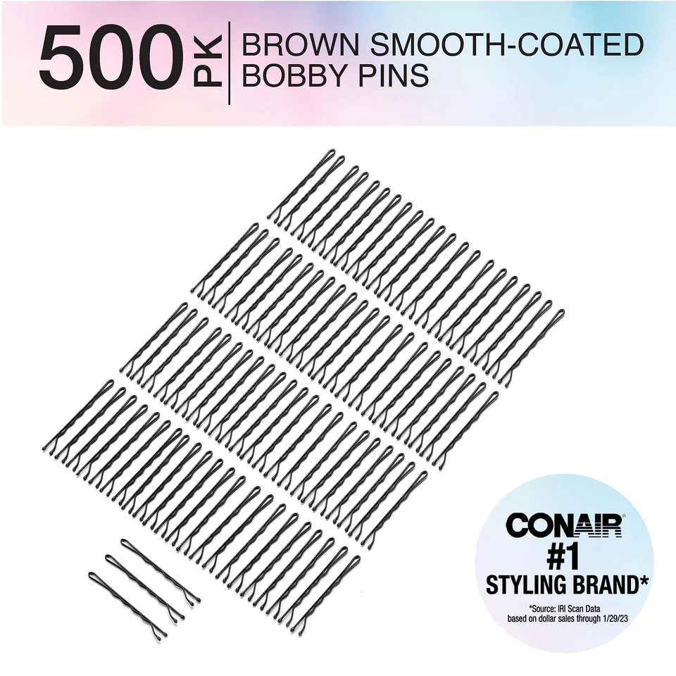 500 Count Brown Hair Clip Bobby Pin Set For Updos Curls Waves Styling Tools - Image 2 of 4