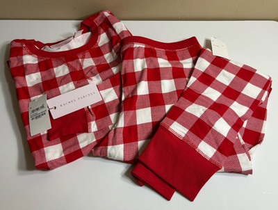 NEW Rachel Parcell Women s Red White Checkered 2-Piece Pajama Set Medium M B31