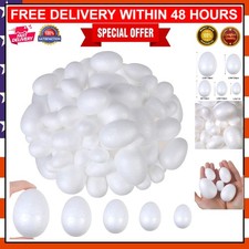 50 Mixed Sizes White Foam Eggs 3.5-7cm - Perfect for Creative Easter Crafts