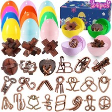 24 Pack Prefilled Easter Eggs with Brain Teaser Puzzles Toys,Easter Basket St...