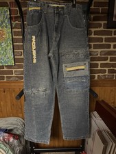 Vintage Embroidered Rare Patch Pocket Paco Jeans Size 32x33 Y2K Wide Leg