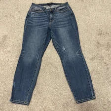 Judy Blue Jeans Womens 14W Relaxed Fit Dark Wash Stretch Distressed 32x28 Pants