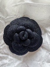 Chanel Kamelie Kamelia Camelia Weihnachten blau glitzer Stoff NEU!