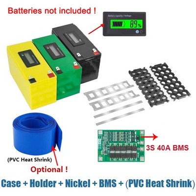 12V 3S 7P Li-ion Battery Pack DIY Kits 40A BMS Battery Case +Holder +Nickel ADE