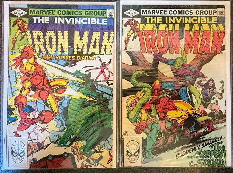 Iron Man #159-160 Marvel Bronze Age UK Variant Comic Lot Diablo
