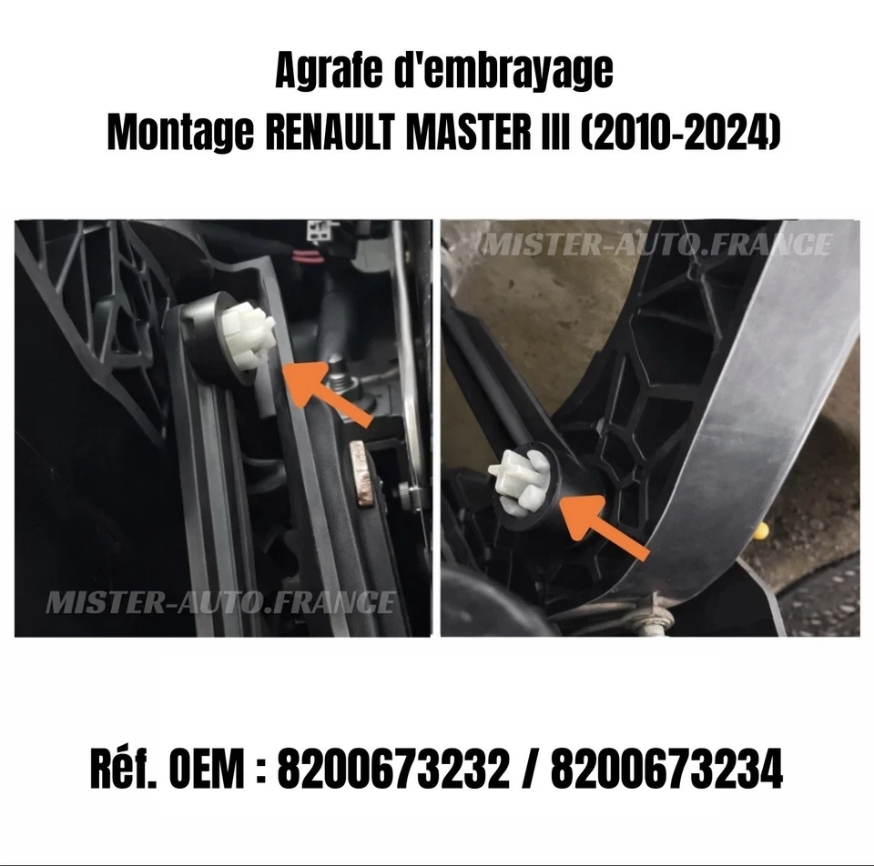 x2 AGRAFE EMBRAYAGE PEDALE RENAULT MASTER 3 ✅MAITRE CYLINDRE CLIP OEM 8200673234 - Photo 2/4