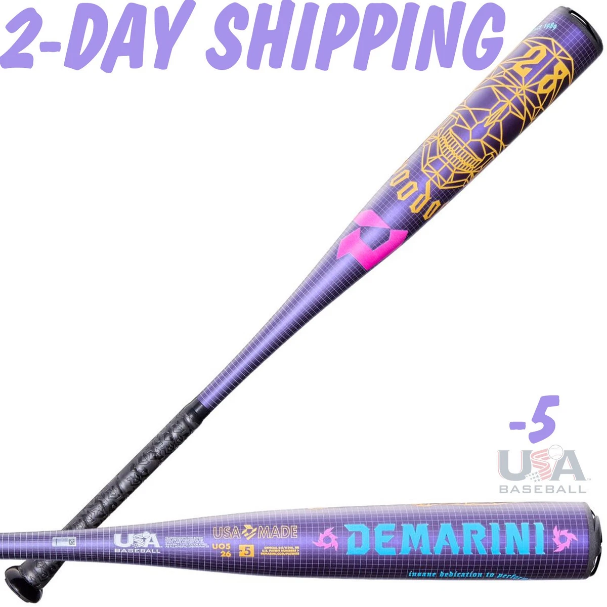 Batte Softball Demarini Uprising Jeunesse 30 Pouces, Alu ZNX, Diam 2 1/4