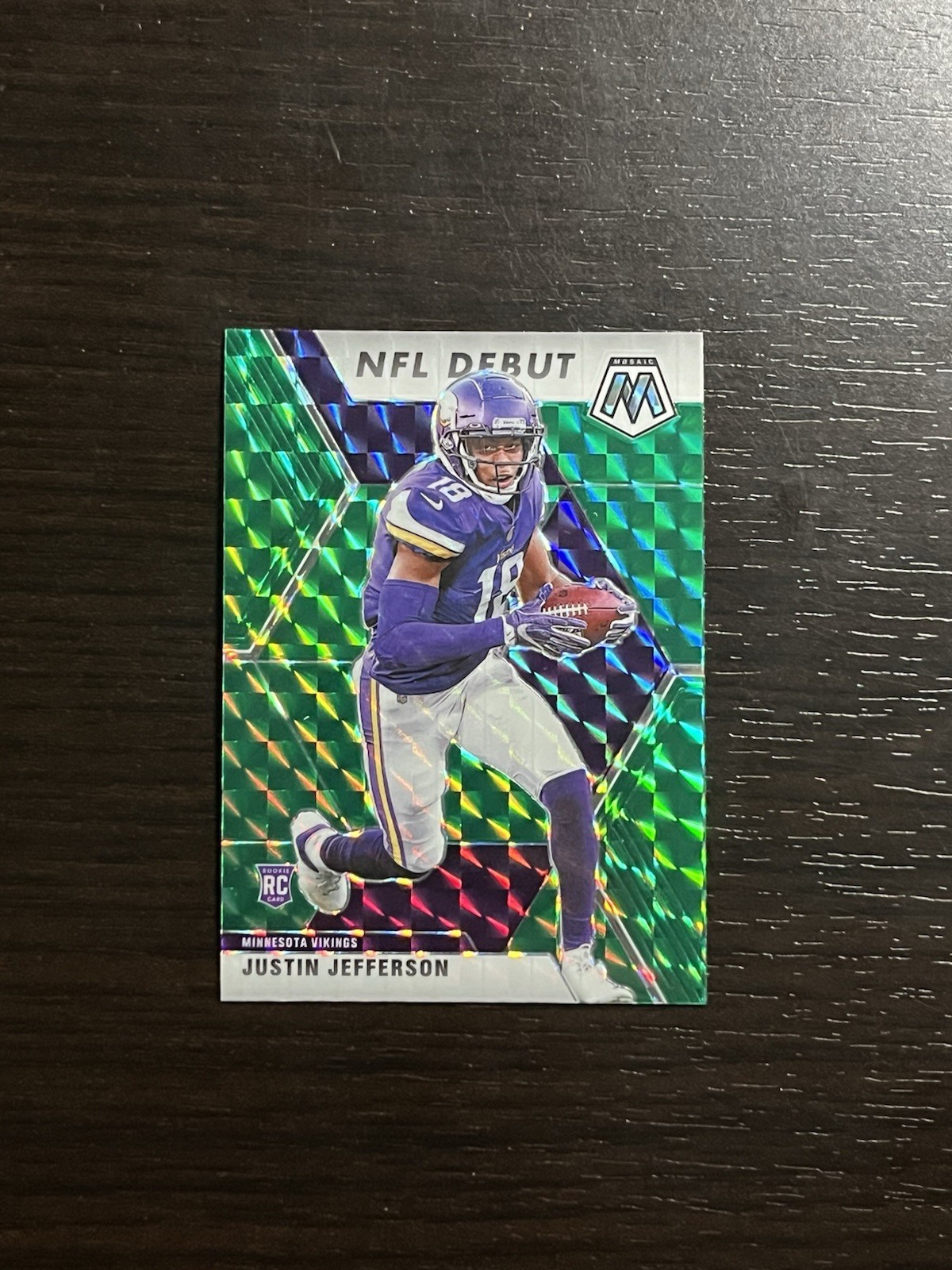 JUSTIN JEFFERSON 2020 Panini Mosaic NFL Debut Green Prizm Rookie RC Card #270