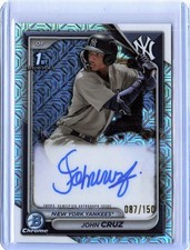 2024 Bowman John Cruz Chrome Prospect Autograph HTA Choice Ref #/150 MLB Card