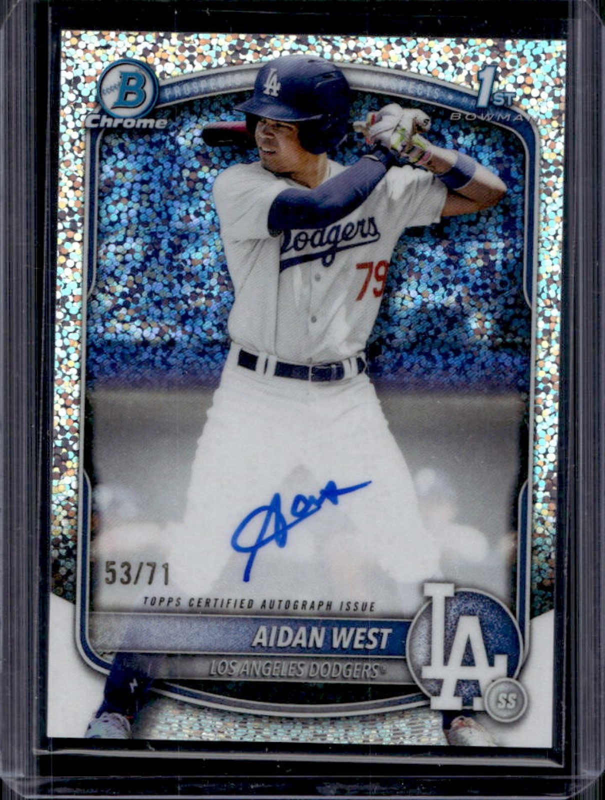 2025 Bowman Draft Aidan West Chrome Auto Sparkle Refractor 1st #/71 Dodgers