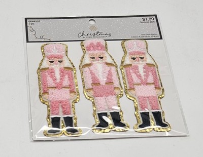 Christmas by Bead Treasures Pink Nutcracker Set Of 3 Iron on Applique Patches
