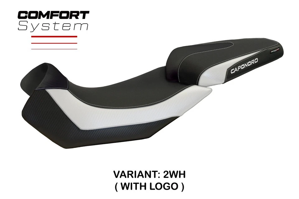 Funda de asiento Aprilia Caponord 1200 2013 2014-2017 Tappezzeria Comfort blanco negro Foto 3 de 4
