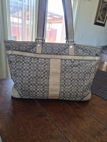 Coach F77156 Signature C Jacquard Large Tote Diaper Bag Tan Brown Y2K