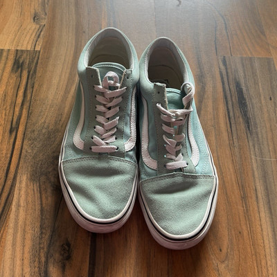 VANS Old Skool Sneaker hellgrün weiß Größe 40 Wildleder Low Top