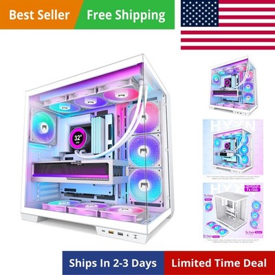 H1 ATX PC Case - Pre-Installed with 7 PWM ARGB Fans - Dual Cavity Mid-Tower P...