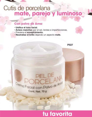 Crema Facial Con Polvo de Arroz Aclara- Unifica- Aspecto Mate Piel De Porcelana