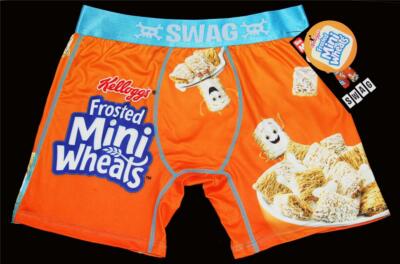 SWAG Kellogg's Frosted Mini Wheats Cereal Satin Weave Band Orange Boxers Men's