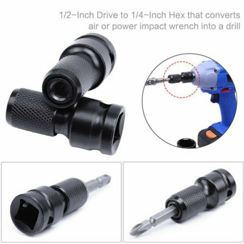 1/2Inch Drive To 1/4Inch Socket Adapter Hex Drill Chuck Change For Impact Wrench - Picture 2 of 5