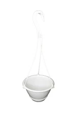 6" MINI Hanging Basket with Saucer - White Plastic - Set of 10 - KOBA