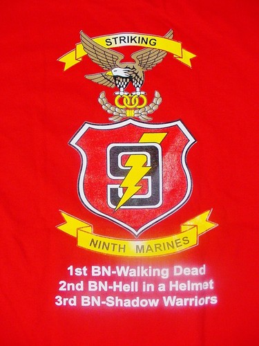 NEW USMC 9th Marines cotton T-Shirt - Red M - Picture 4 of 4