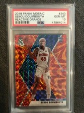 SEKOU DOUMBOUYA 2019-20 Panini Mosaic ORANGE REACTIVE Prizm PSA 10 Gem Mint