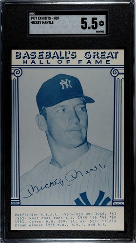 1977 Baseball’s HOF Exhibits (Blue) Mickey Mantle New York Yankees - SGC 5.5 Ex+
