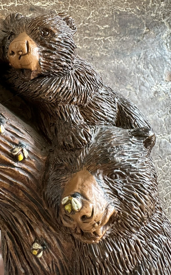 Rustic Wall Mirror With Bears Bees Log Cabin Mirror Resin Wood Looking - Image 3 of 4