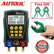 Manifold Digital Gauge Refrigeration HVAC Meter Vacuum Probes Temperature Clamp
