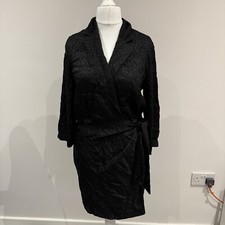 & Other Stories Black Jacquard Wrap Dress Long Sleeve NWT Size EU 40 
