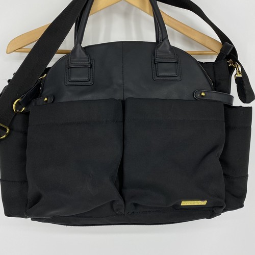 Skip Hop Diaper Bag Black Chelsea Downtown Satchel Gold Hardware Baby Pockets - Picture 2 of 12