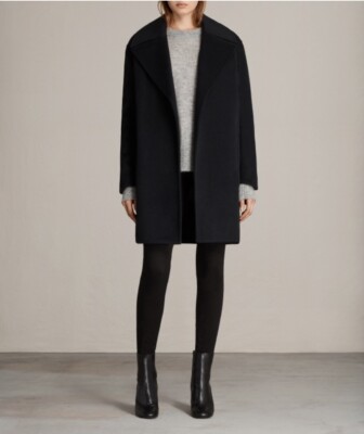 【美品】ALL SAINTS ロングコート 38 ウール シルク 綿 山羊 All Saints Wool Blend Black Remi Oversized Coat Size Small $695 | eBay