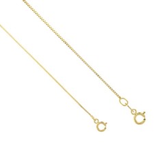 10K Solid Yellow Gold 0.55mm-0.66mm Box Chain Necklace Men Women 16-24 inch long