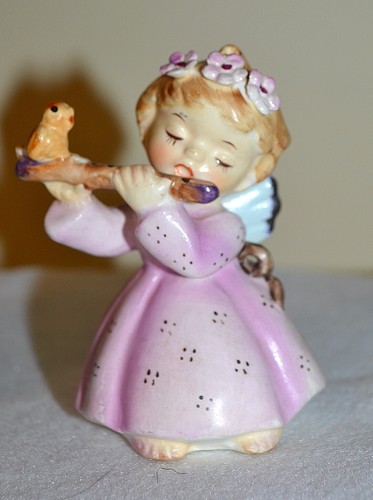 SET OF 3 LEFTON MUSICAL ANGELS, WITH TINY BIRDS, FLOWERS IN HAIR, FIGURINES - Picture 5 of 16