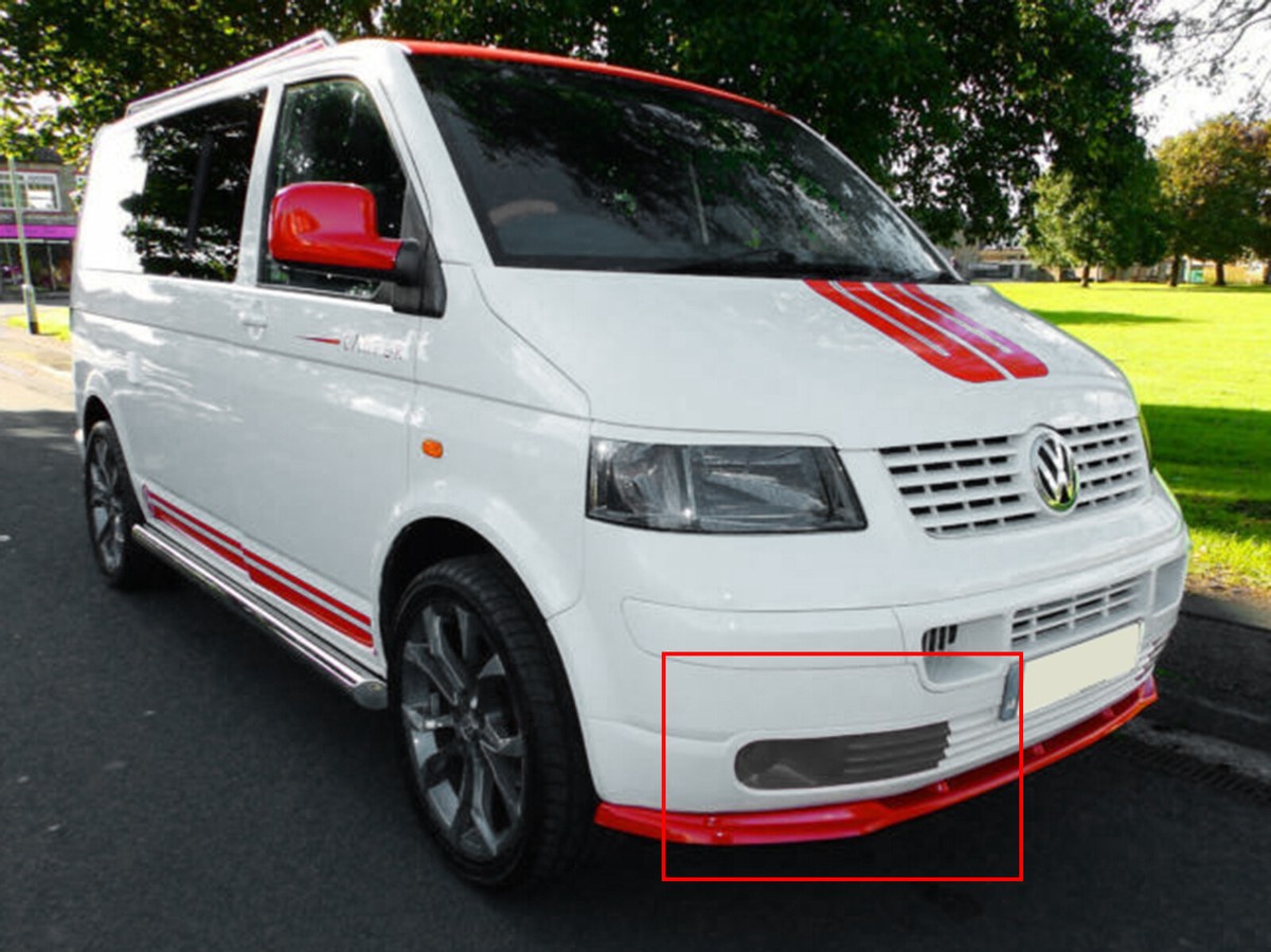 Front Bumper Fog Light Grille Covers (Pair) For VW Transporter – Left & Right, Black, No Hole