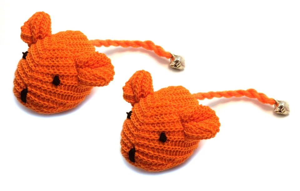KATS'N US Crochet Mouse Cat Toy - 2 Pk Orange