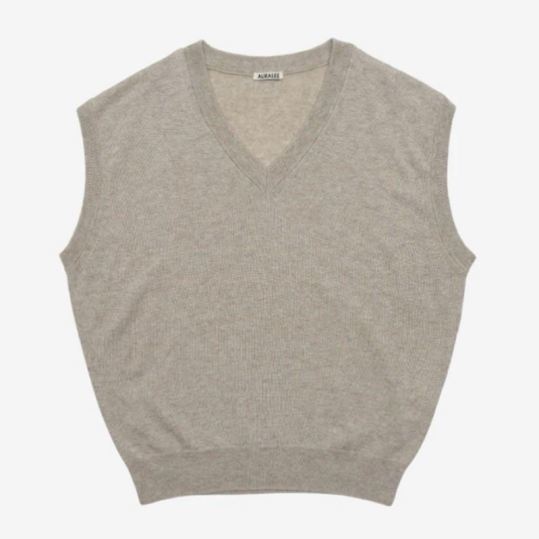 Auralee Super Fine Cashmere Silk Knit Vest Top Beige 4 New Auralee Super Fine Cashmere Silk Knit Vest Top Beige 4 New