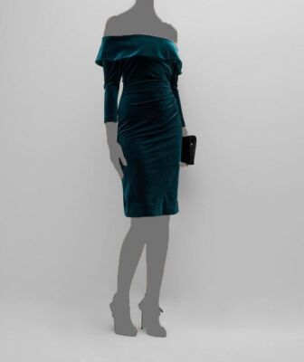 green velvet knee length dress green midi velvet dress Carella Bottle Green Velvet Twisted Asymmetric Midi Dress Club L London