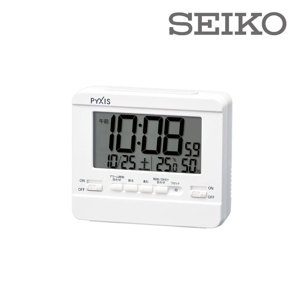 SEIKO PYXIS Digital Dual Alarm Clock with Temp & Humid Japanese