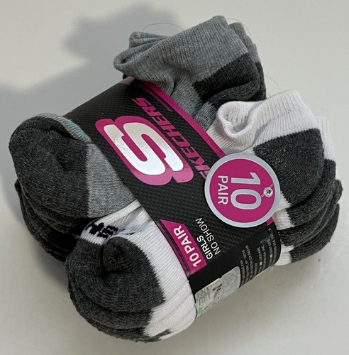 Skechers Girls' Little 10 Pack No Show Socks, Black/Multi, Sz 5-6.5 School Sale - Picture 2 of 18