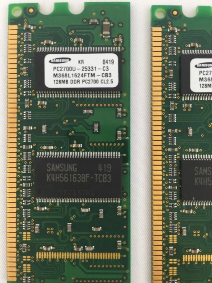 HP 128MB 2 Modules = 256MB DDR PC2700 CL2.5 ECC Memory Samsung 0419 - Image 3 of 4